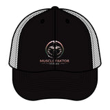 Muscle Faktor Retro Trucker Hat - Stylish Mesh Cap for Workout Enthusiasts Printify
