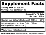 Supplement facts label for Muscle Faktor amino acids blend with natural serotonin booster for athletes