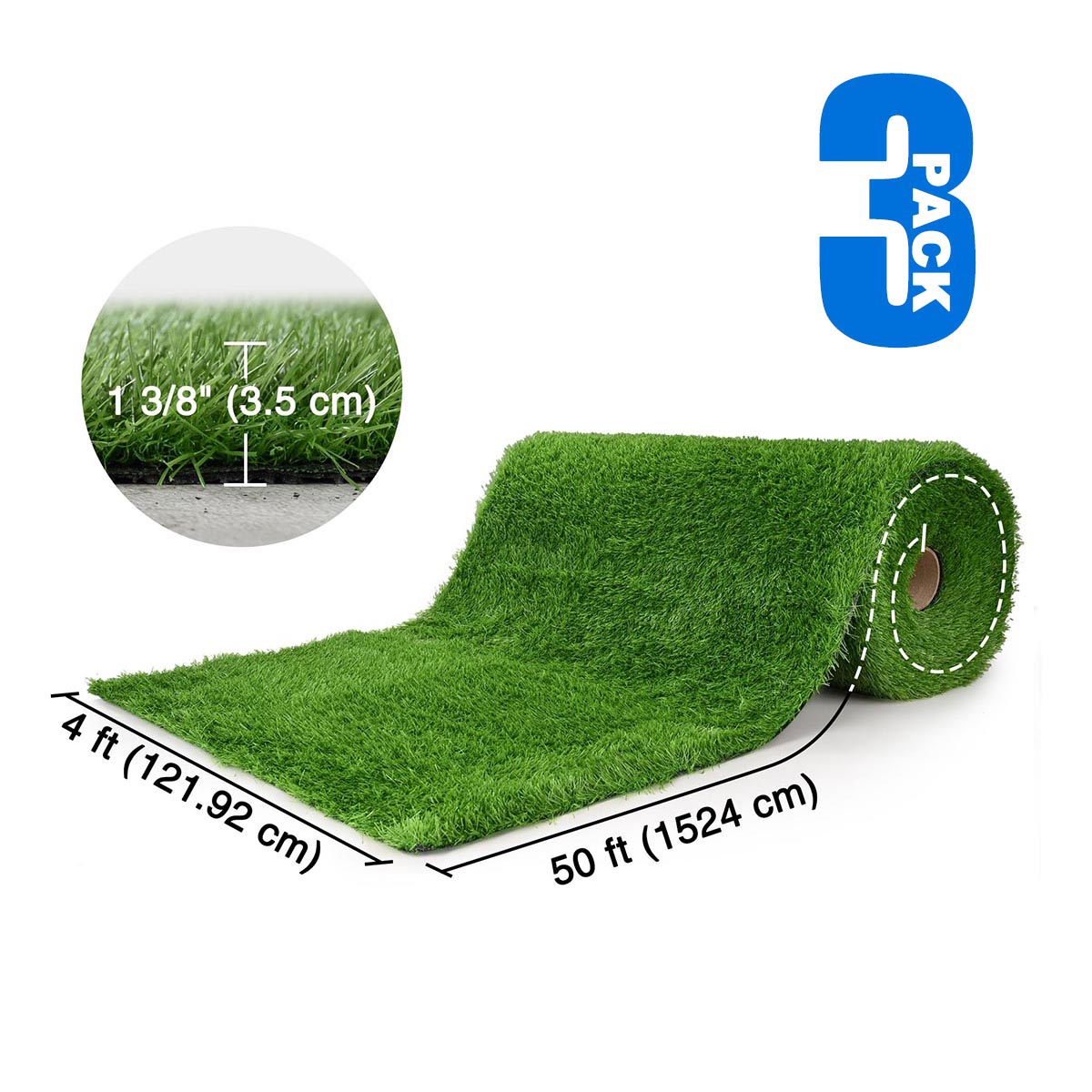 Yescom Agility Turf for Powerful Sled Push Hybrid Training 1 3/8"H 3 Lanes - (3x)4'x50'