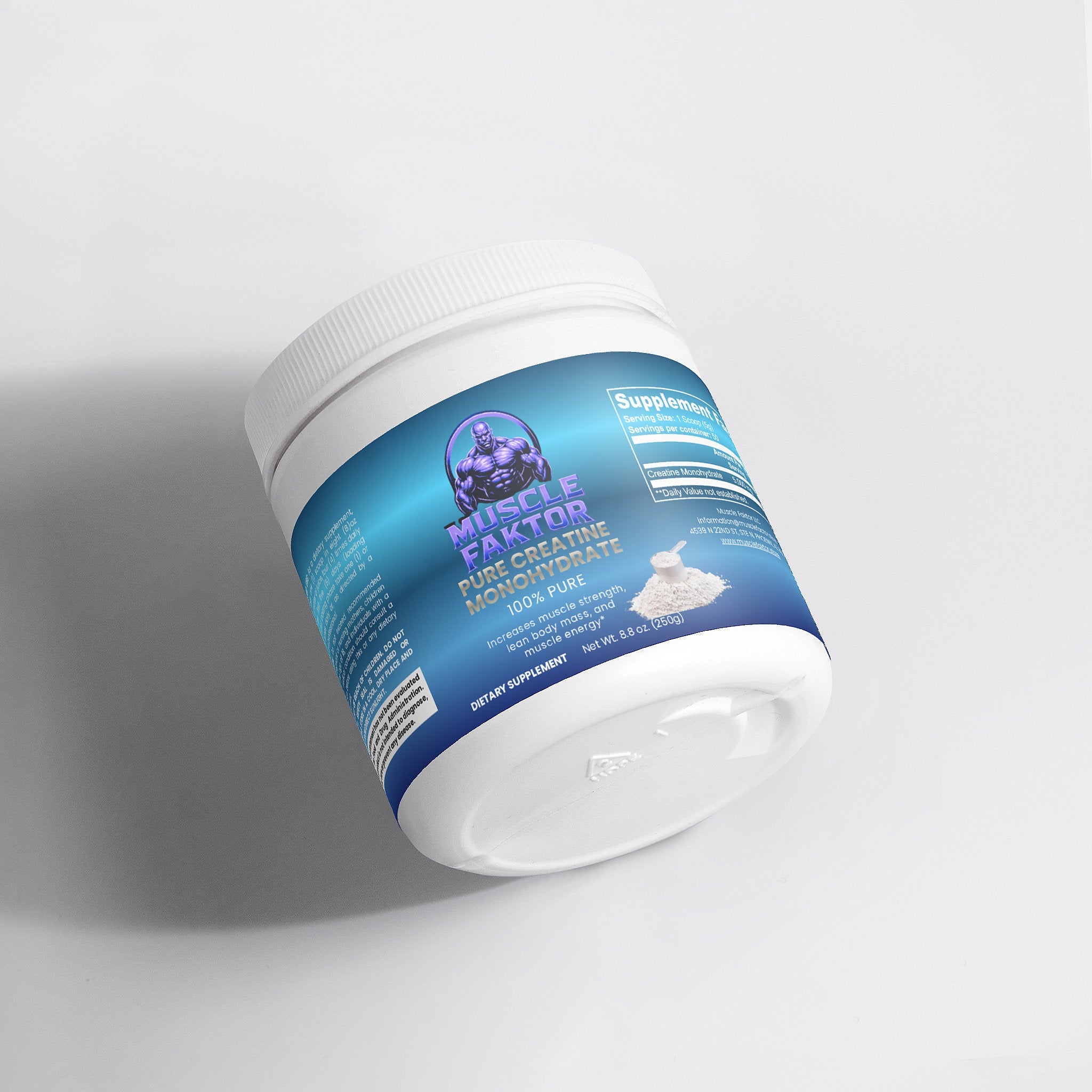 Pure Creatine Monohydrate Powder 250g - Unflavored Dietary Supplement Muscle Faktor