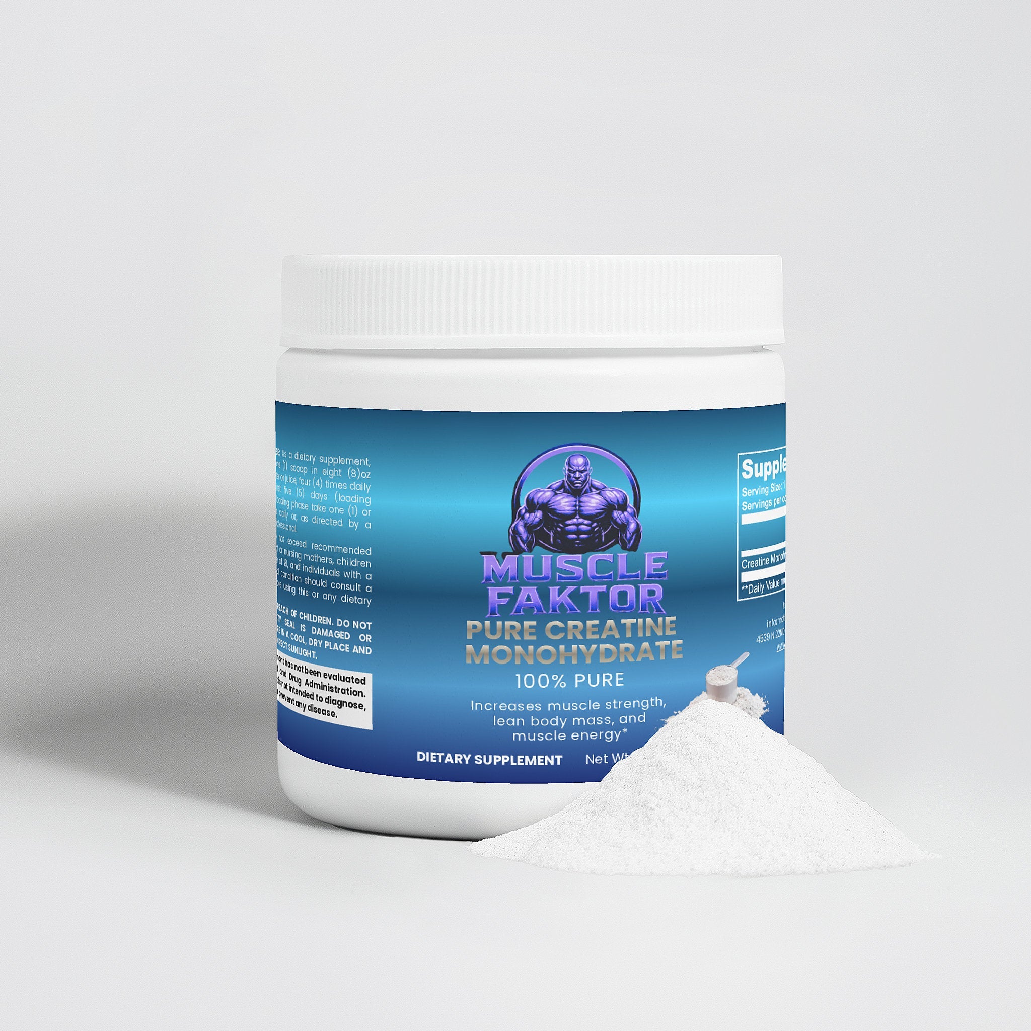 Pure Creatine Monohydrate Powder 250g - Unflavored Dietary Supplement Muscle Faktor