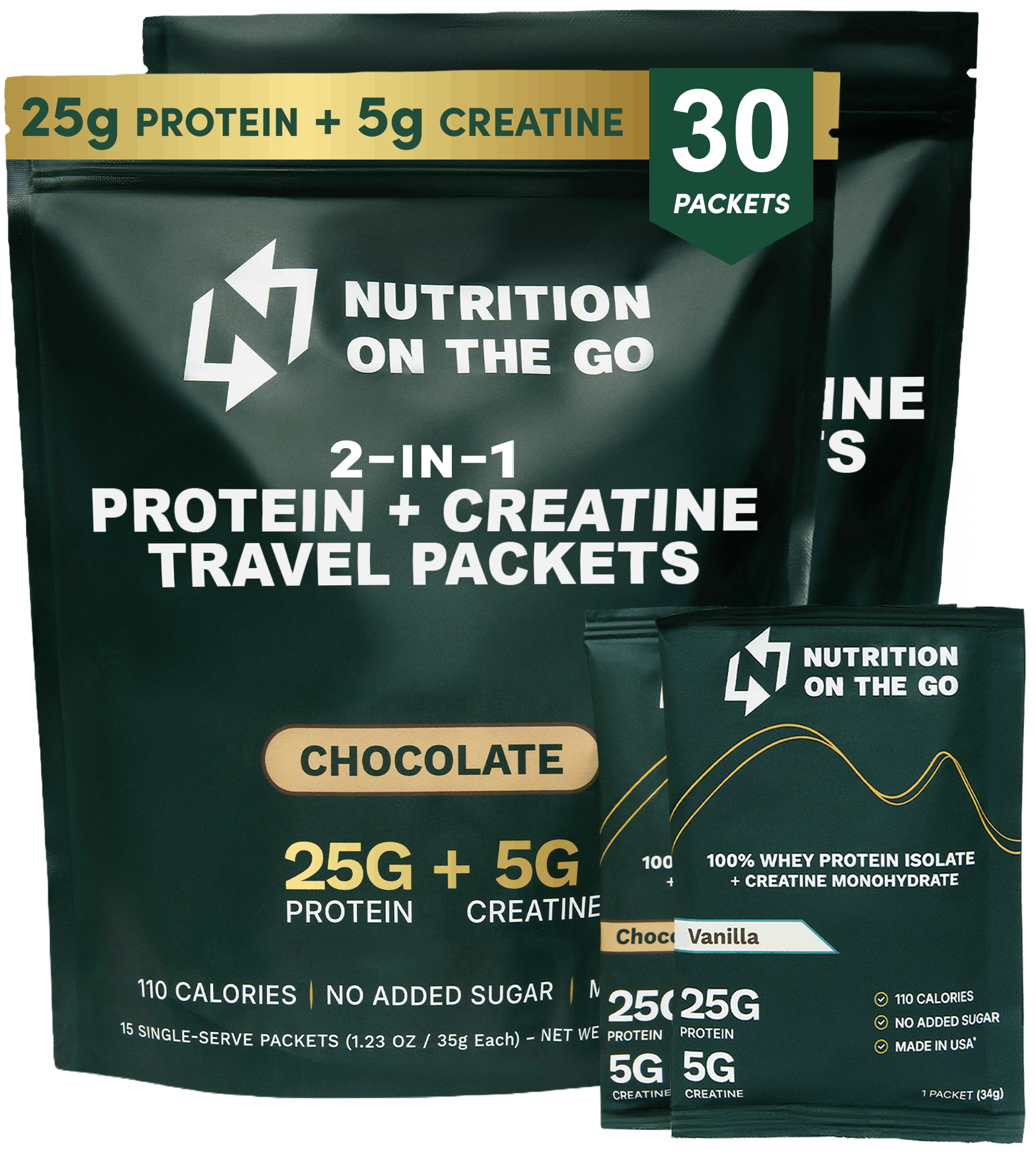 Whey Protein Isolate with Creatine | Single-Serve Packets 30 Packets Variety Pack