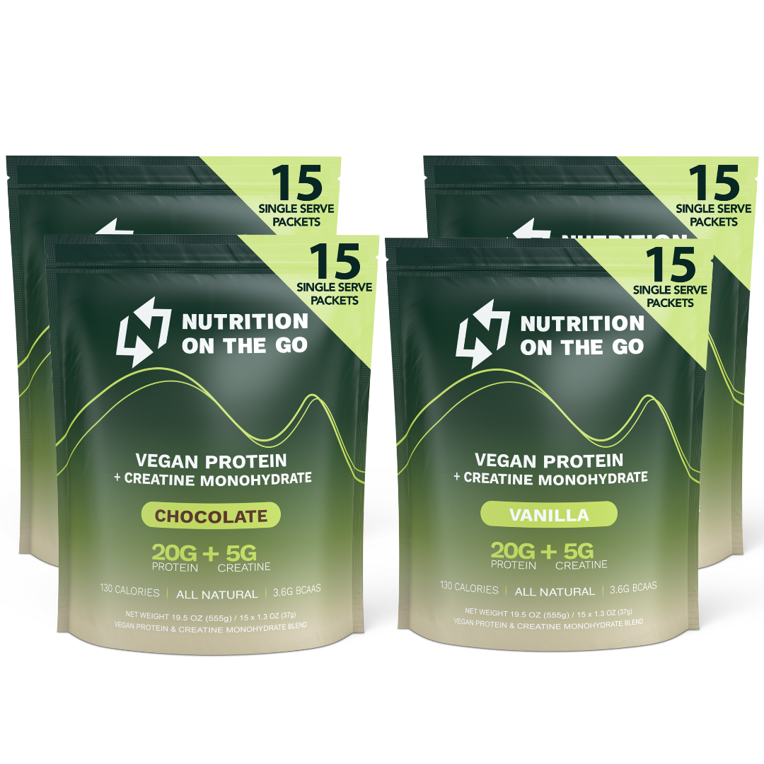 Vegan Protein Powder with Creatine | Single-Serve Packets 60 Packets Mixed