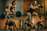Diverse collage of people engaging in various high-intensity exercises