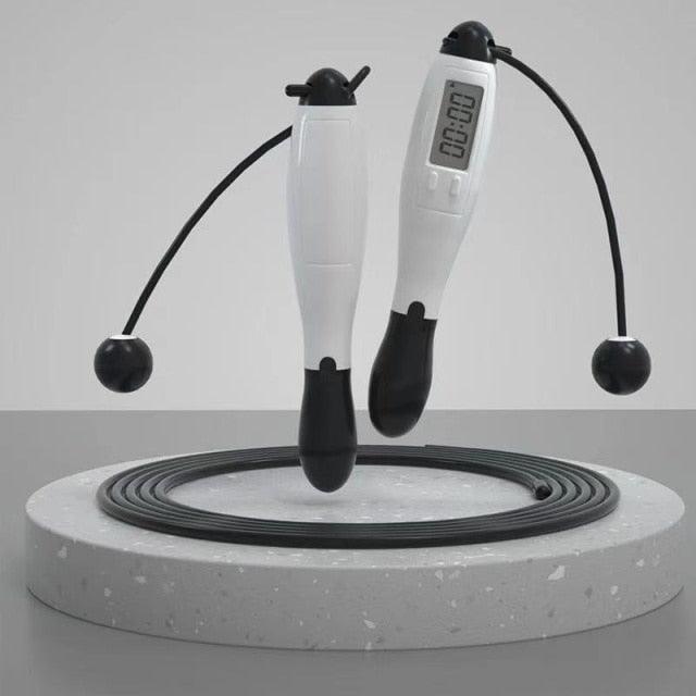 Electronic Jump Ropes Smart Digital Wireless Skipping Rope Fitness Body Building Training Rope With Counter Calorie Dual-Use Fitness Exercise Speed Skipping Rope Wireless Ball Rope Suitable For Indoor And Outdoor Sports Adult Men Black