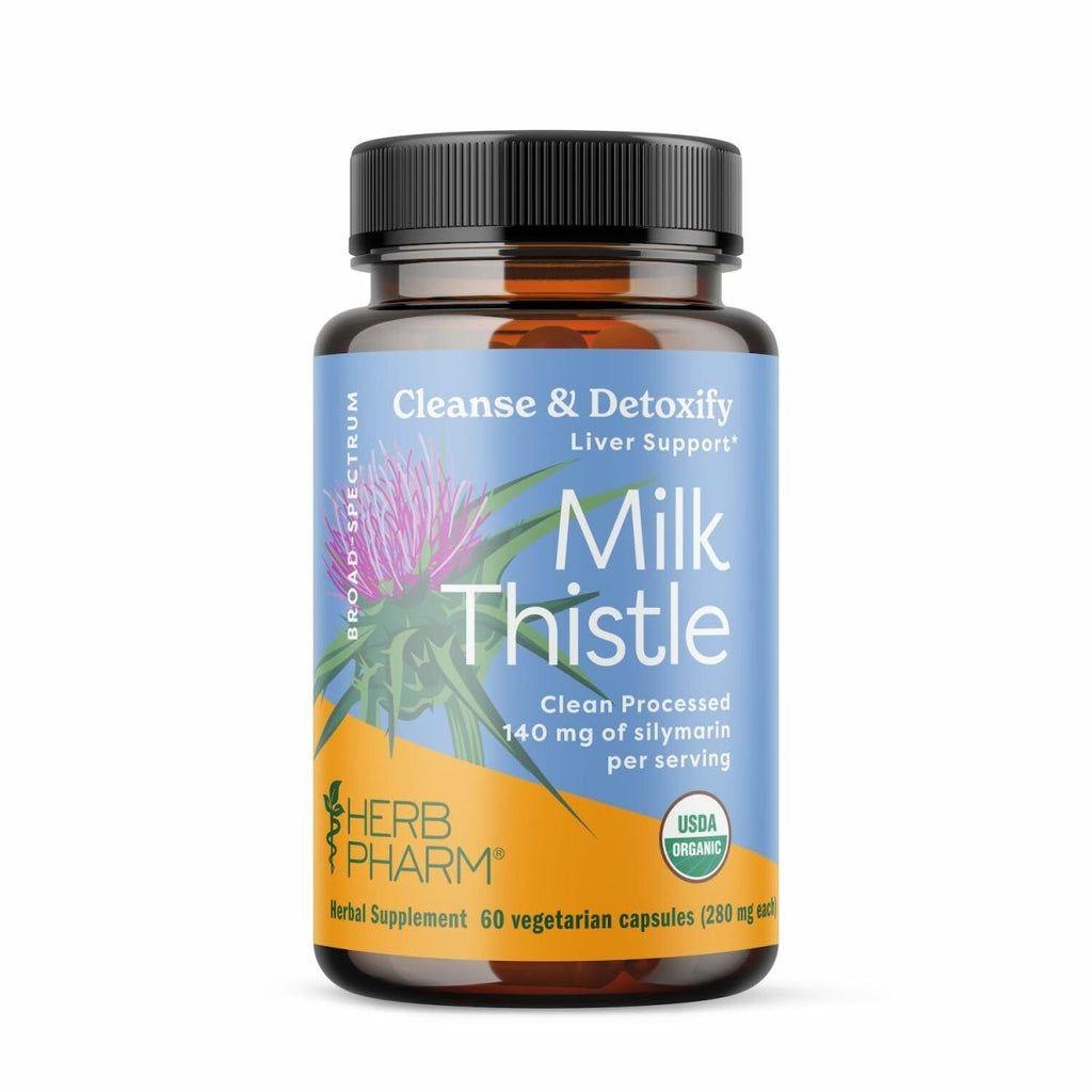 Herb Pharm Milk Thistle Seed Extract w/140 mg Silymarin for Liver Support - 60 Vegetarian Capsules