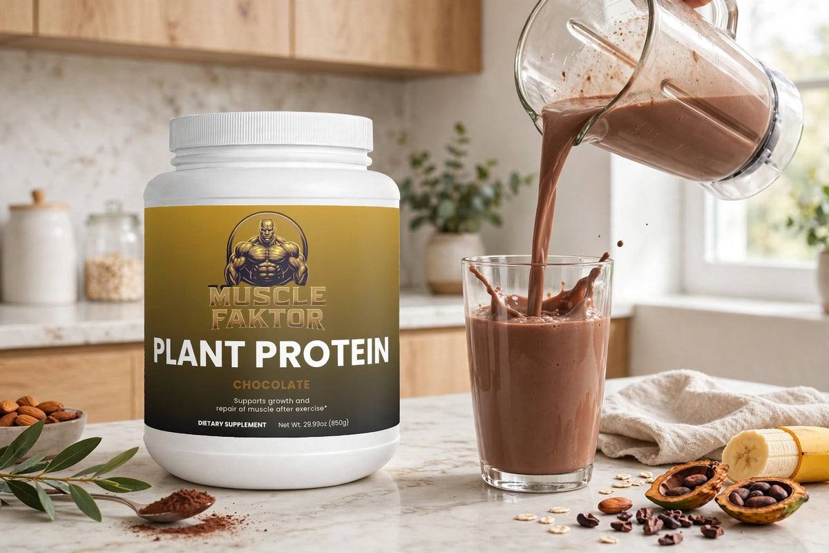 Muscle Faktor Chocolate Plant Protein Powder, 850 g