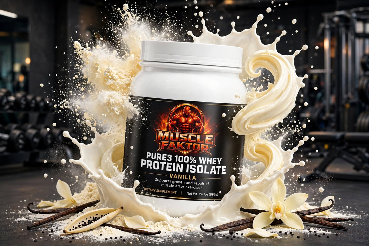Muscle Faktor Pure3 Vanilla Whey Protein Isolate, 28 Servings