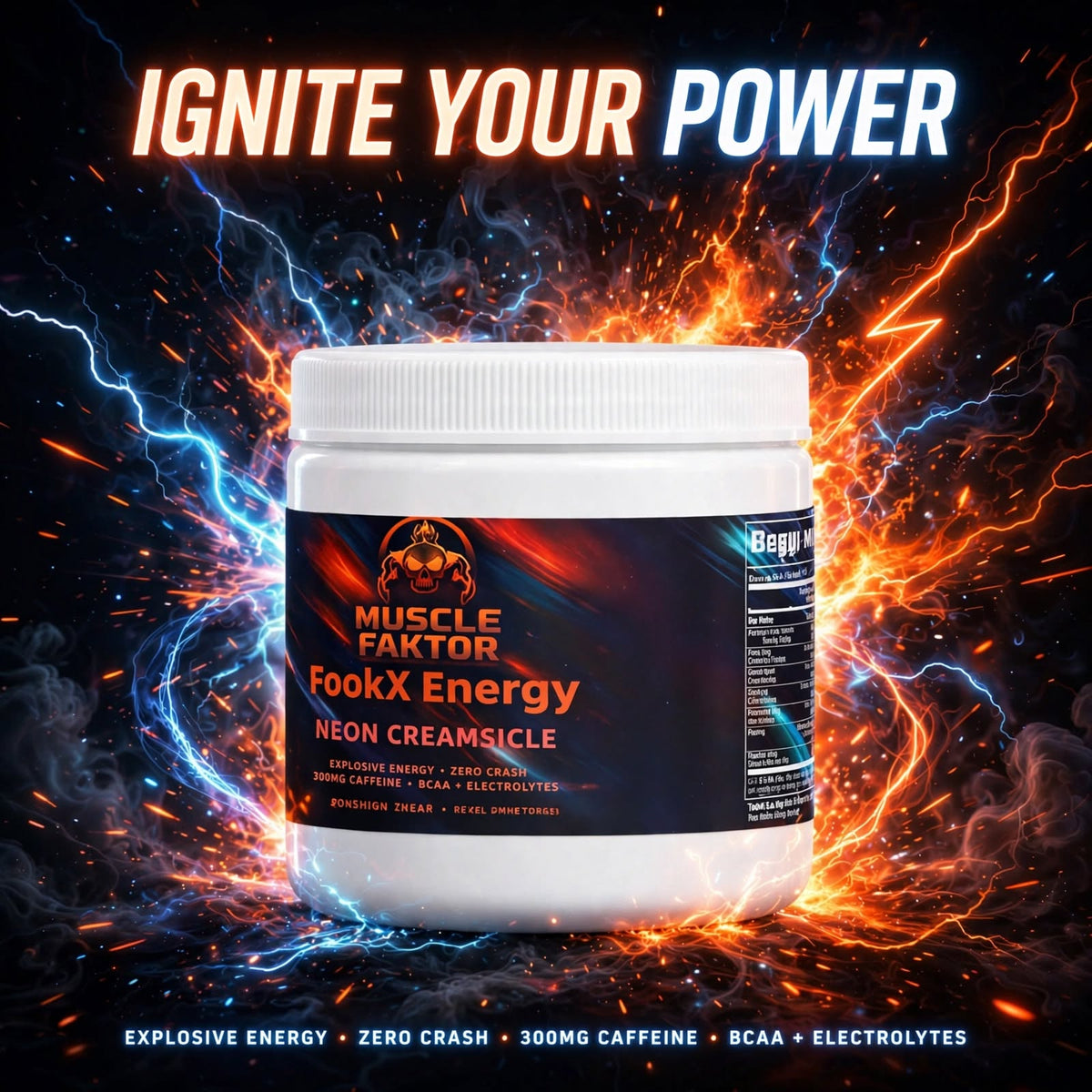 Muscle Faktor Melon Creamsicle Drink Powder with Caffeine, 3.52 oz