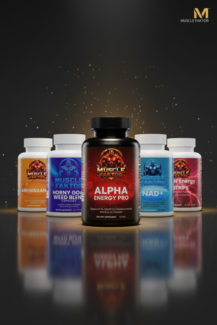 Muscle Faktor Men's Vitality Stack — V-formation portrait product shot