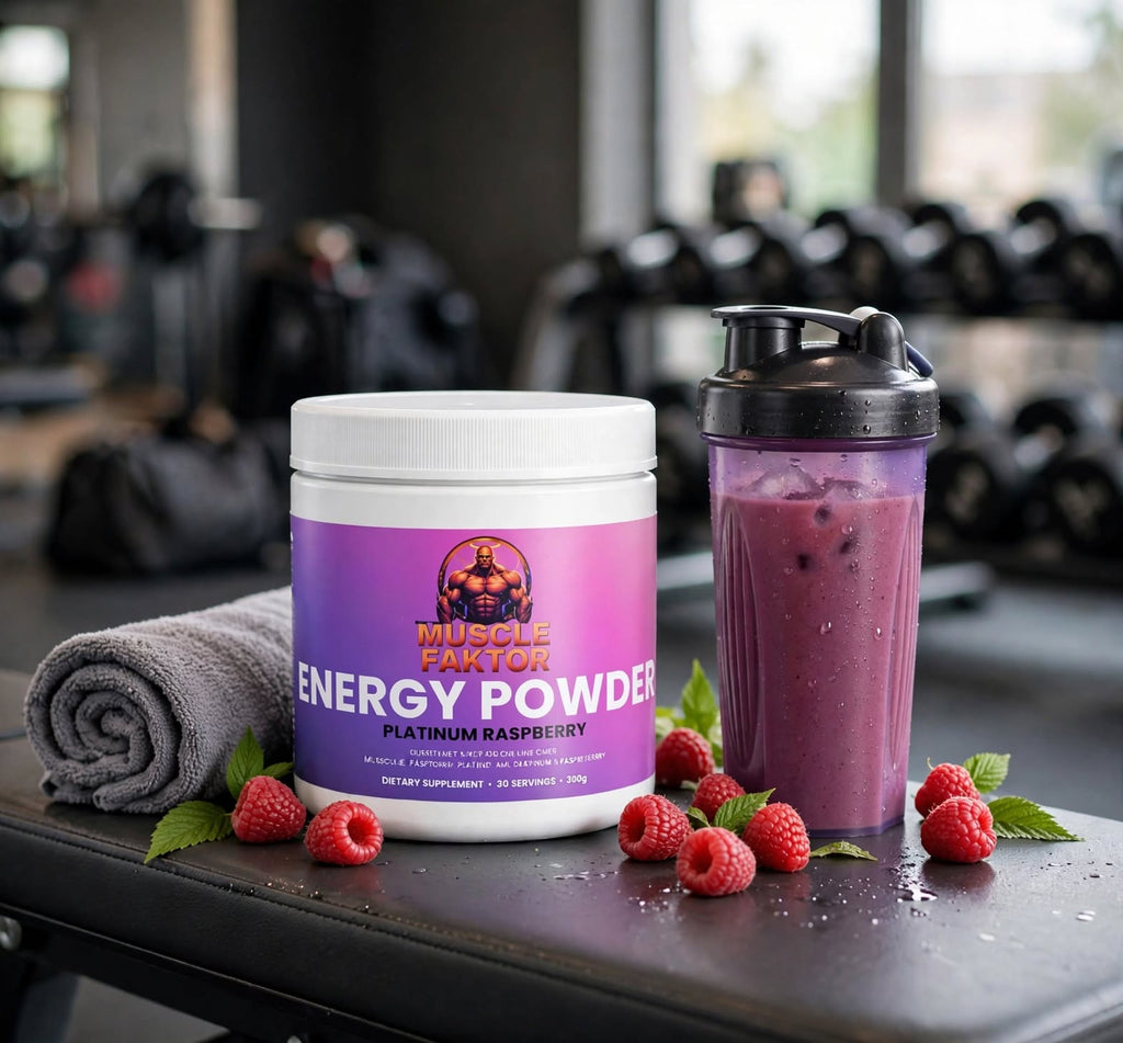 Muscle Faktor Strawberry Shortcake Drink Powder with Caffeine, 141 g