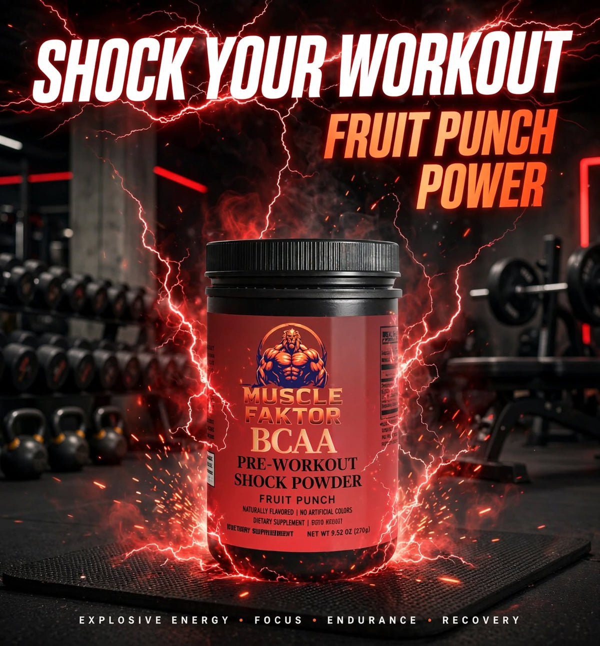 Muscle Faktor BCAA Shock Powder, Fruit Punch, 45 Servings