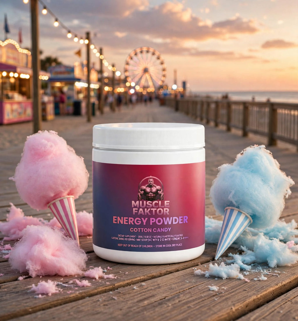 Muscle Faktor Peak X Cotton Candy Drink Powder with Caffeine, 140 g