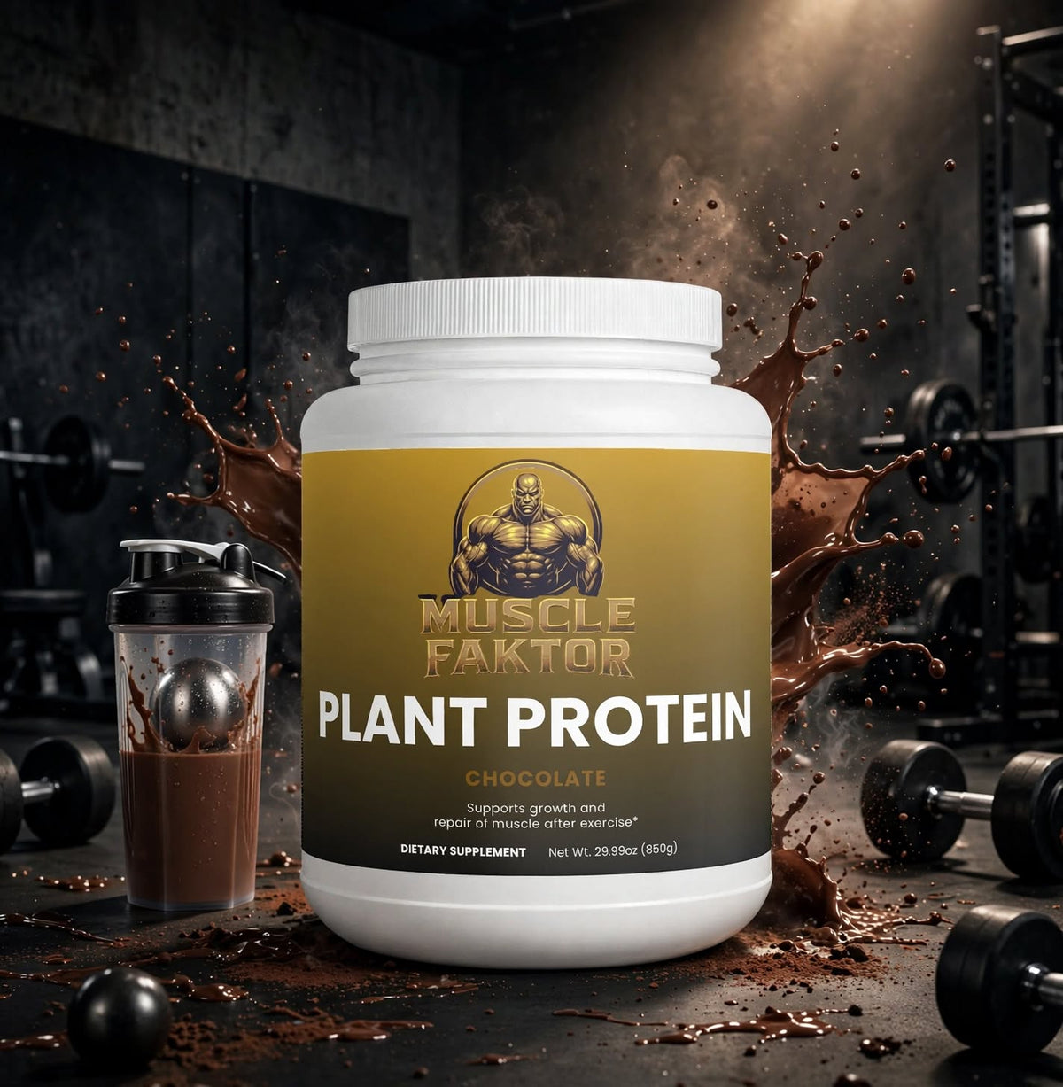 Muscle Faktor Chocolate Plant Protein Powder, 850 g
