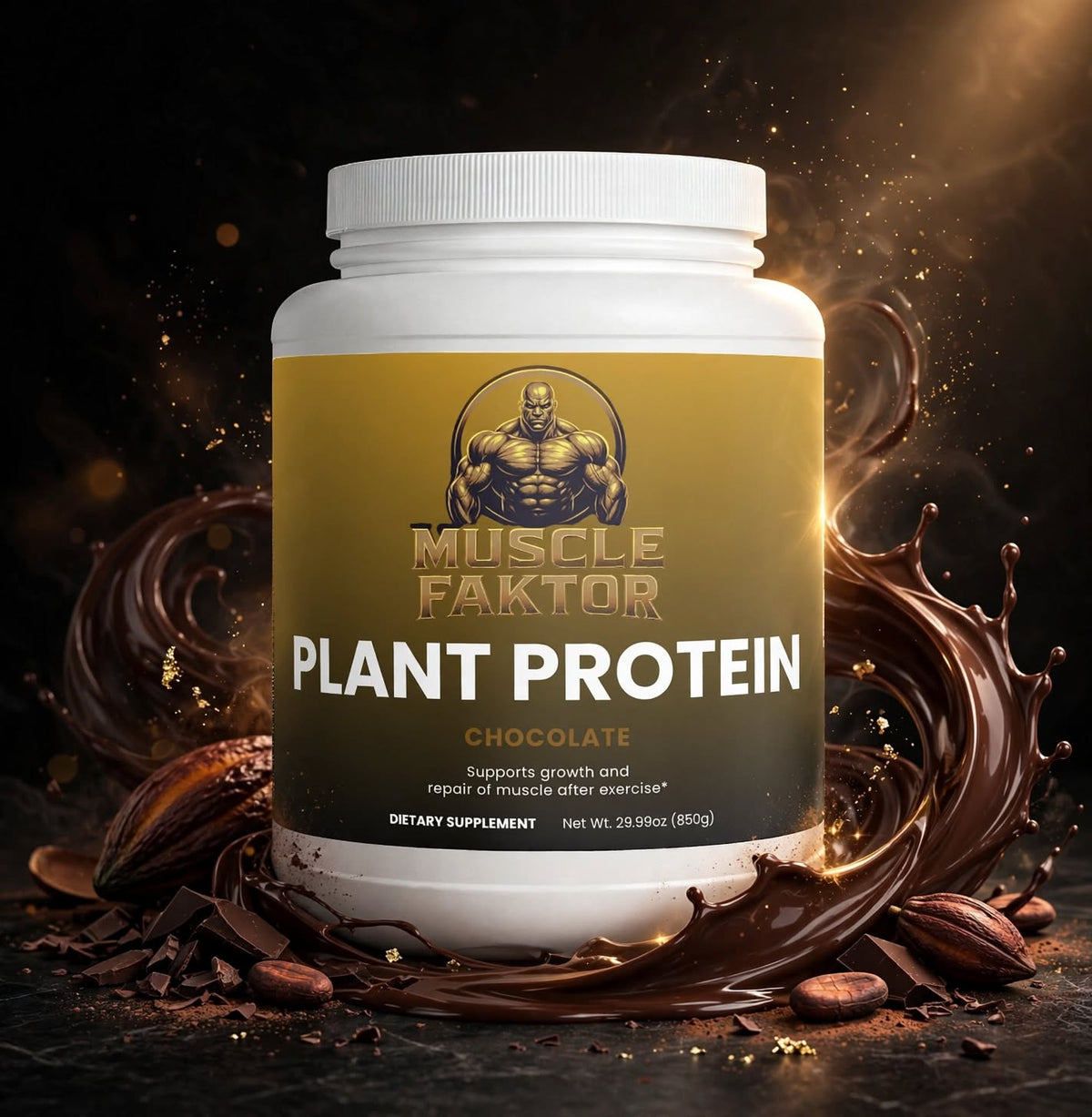 Muscle Faktor Chocolate Plant Protein Powder, 850 g