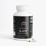 Muscle Faktor 5-HTP dietary supplement bottle with three white capsules natural serotonin booster for athletes