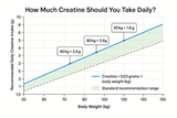 Recreated scientific line graph showing daily creatine intake recommendations by body weight